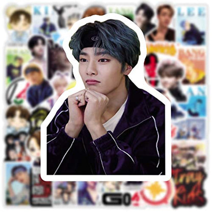 50pcs Stray Kids Stickers, Pop Singer Aesthetic Stickers for Water Bottle Laptop Phone Journal,Gifts for Kid Girl Women Luggage Helmet Skateboard Motorcycle Guitar - color: Stray
