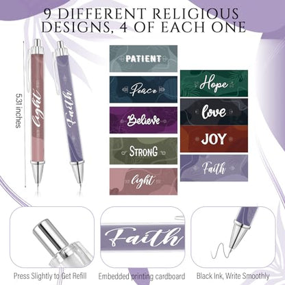 Gueevin 72 Pcs Christian Pens Notebook Gifts Bulk for Back to School