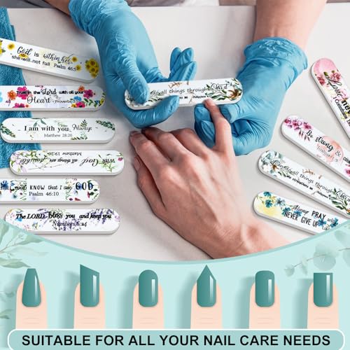 100 Pcs Christian Gifts for Women Bulk, Bible Verse Nail Files - style: Floral