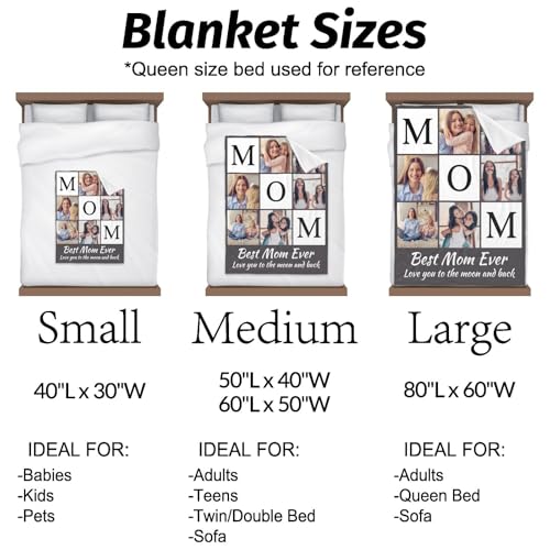 inkArts Custom Mom Blanket with 6 Photos Personalized Blanket with Pictures Customized Throw Gifts for Mom Grandma Photo Throw Blanket for Birthday Mother's Day - color: 6 Photo-2