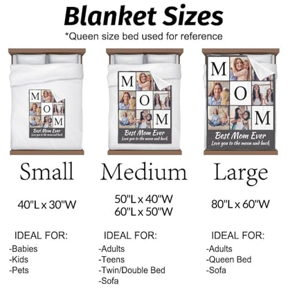 inkArts Custom Mom Blanket with 6 Photos Personalized Blanket with Pictures Customized Throw Gifts for Mom Grandma Photo Throw Blanket for Birthday Mother's Day - color: 6 Photo-2