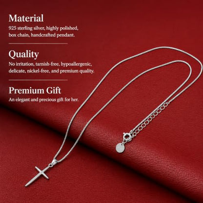 ELEGANT & PRECIOUS STRANDS Sterling Silver Cross Necklace For Women, Cross Pendant Easy to Wear – Classic Silver Cross Necklaces for Women Simple Trendy Every Day Jewelry