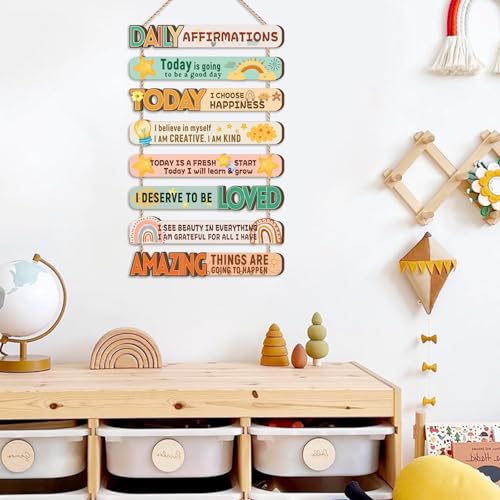 IARTTOP Daily Affirmations Inspirational Kids Classroom Wooden Hanging Sign - color: Inspirational Quote