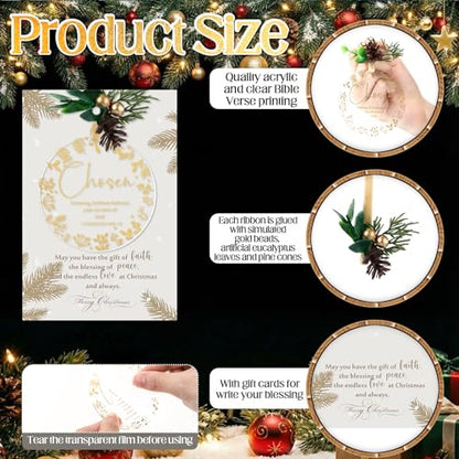 Kasyat 48 Sets Christian Christmas Ornaments Religious Bible Words Decor
