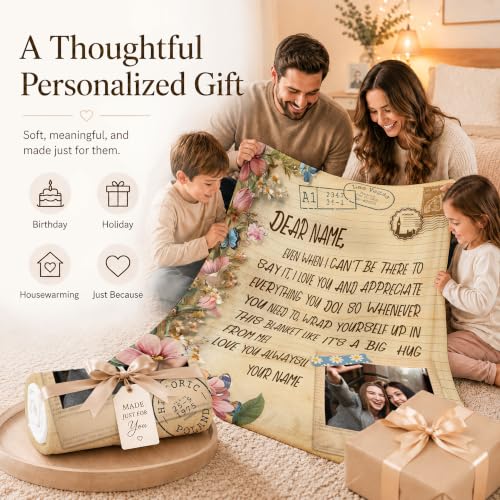 Custom Blanket for Women, Personalized Flower Throw for Sofa - color: Pink