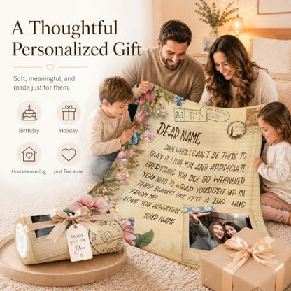 Custom Blanket for Women, Personalized Flower Throw for Sofa - color: Pink