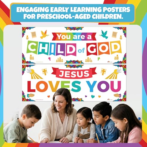 Sproutbrite 2 Pack 13.5"x39" Sunday School Posters & Educational Charts - color: Sunday Poster