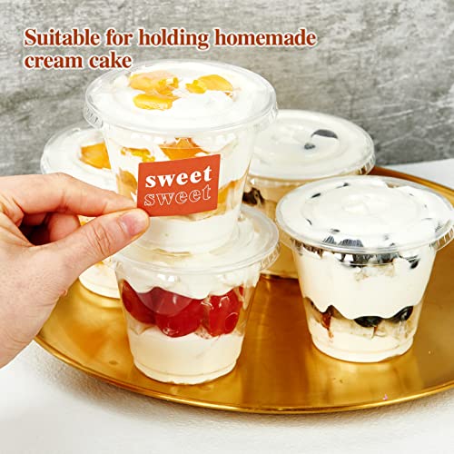 Lilymicky 200 PACK 9 oz Clear Plastic Cups with Flat Lids - color: Flat Lids-9 oz
