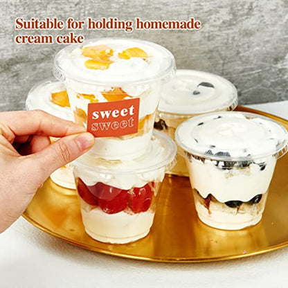 Lilymicky 200 PACK 9 oz Clear Plastic Cups with Flat Lids - color: Flat Lids-9 oz