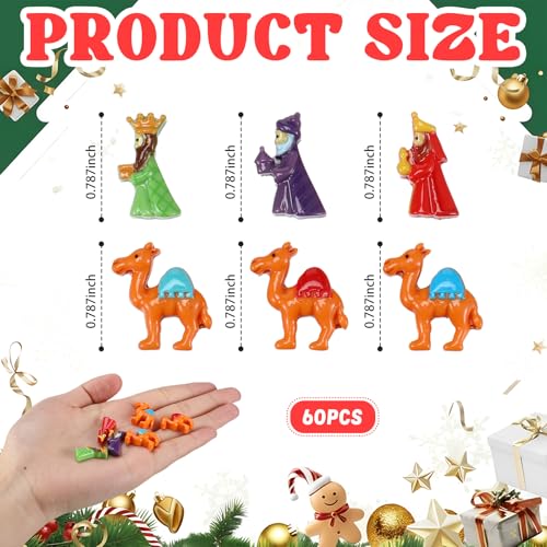 Cinnvoice 60 Pcs Christmas Nativity Set for Craft Mini Wise Men Figurine - color: Colorful, style: Wise Men