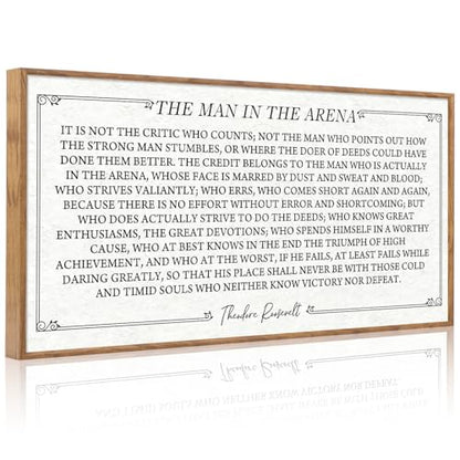 Aurlan The Man In The Arena Framed Canvas Wall Art 40x20 Inch - color: The Man In The Arena (White), size: 40"L x 20"W