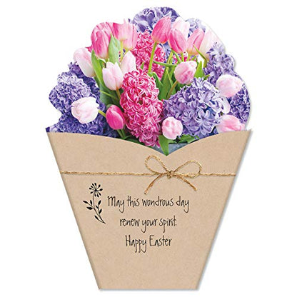 Current Die Cut Easter Bouquet Value Greeting Card Set - Value Pack of 8 Cards for Kids & Adults With White Envelopes, 4 Design Prints, Large 5" x 7" Greetings - color: Bouquet