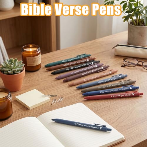 100 Pcs Bible Verse Pens Bulk, Christian Gifts Bulk Inspirational Quotes Retractable Ballpoint Pens Black Ink Religious Gifts for Women Men Office School Church Guests Bible Study Groups Dark Color