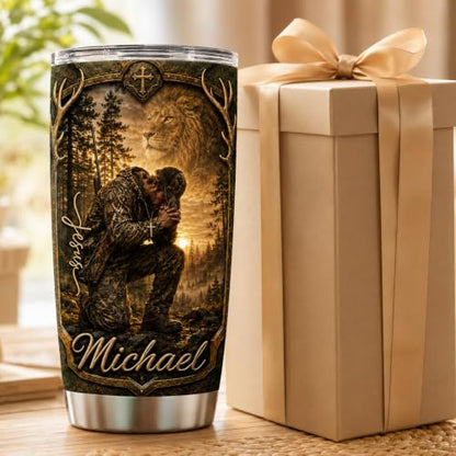 Personalized Christian Gifts For Men - A Child Of God Faith Warrior Christ Man Tumbler V7 - Religious Bible Gifts For Husband, Dad, Grandpa on Fathers Day, Christmas, Birthday - color: CH-VAR-07