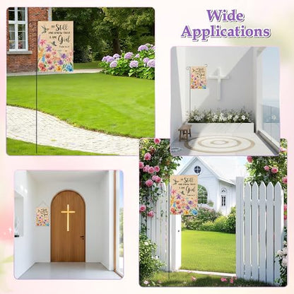 WATINC Christian Hummingbird Flower Garden Flag - 12 x 18 Inch Linen Religious Be Still and Know That I am God Yard Flag for Outside, Spring Summer Double Sided House Outdoor Decor for Porch Lawn