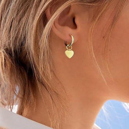 DAILY VIBES Cute Butterfly Star Cross Heart CZ Dangle Earrings for Women - color: Gold Mini Heart