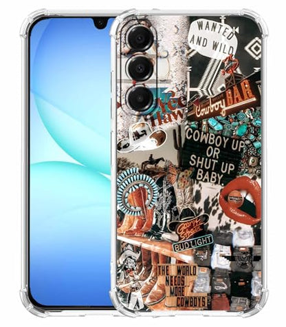 Western Cowboy Cowgirl Case Compatible with Samsung Galaxy A17,Retro Country Art Collage,Trendy Soft Bumper TPU Case,SA17 - color: Cowboy, size: Samsung Galaxy A17