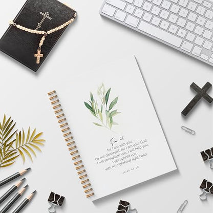 Poecinvi Christian Notebook Journal for Women, Isaiah 41:10 Fear Not Bible Verse Floral Notebook, Prayer Journal Faith Based Gift for Women, Spiral Notebook 5.5x8.3 Inch - color: Isaiah 41:10
