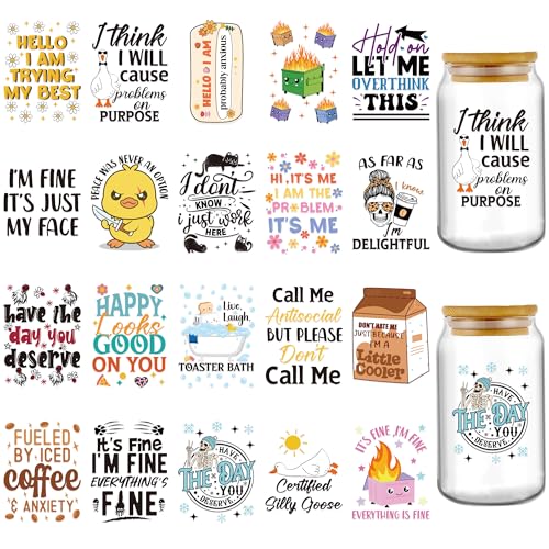 UV DTF Cup Wraps Funny Sarcasm Transfer Stickers for Water Bottle Tumbler - color: Funny