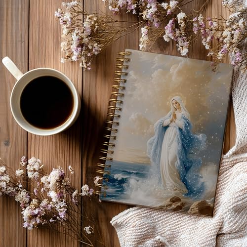 Christian Notebook Journal - Virgin Mary Christian Gifts for Women, Inspirational Bible Journal Notebooks for Note Taking, Bible Study, Prayer & Church Notes, A5 Spiral Notebook (Virgin Mary-Blue) - color: Virgin Mary-Blue