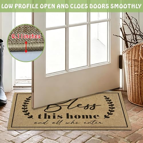 Christian Door Mat Welcome Mats for Front Door Outside Entrance 17"x30" - color: Bless This Home