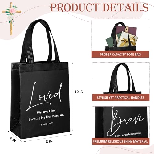 Aliceset 40 Pcs Christian Gift Bags with Bible Verse, Black, Black - color: Black