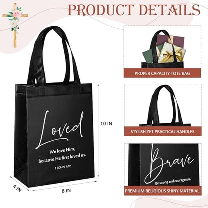 Aliceset 40 Pcs Christian Gift Bags with Bible Verse, Black, Black - color: Black
