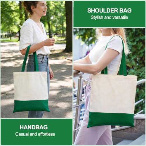 Canvas Tote Bag with Zipper, Halloween Trick or Treat Bags for Kids Bulk - color: [A2] Beige / Green