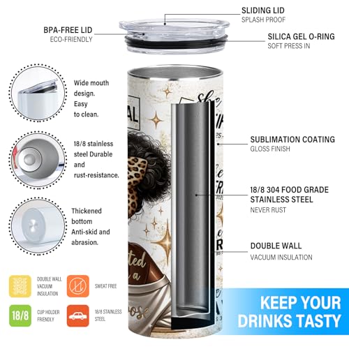 Bible Verse Tumbler, 20oz Inspirational Christian Travel Mug - color: Black Girl