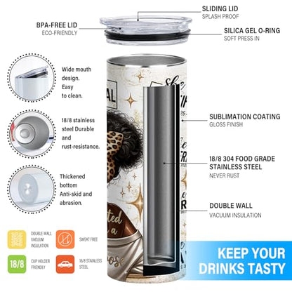 Bible Verse Tumbler, 20oz Inspirational Christian Travel Mug - color: Black Girl