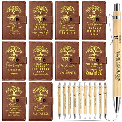 Spakon 20 Pcs Christian Prayer Journals with Pens, Spanish Tree of Life - style: Spanish Tree of Life