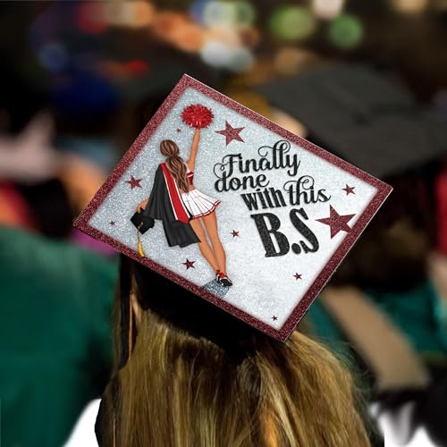 Tassel Toppers Woman Custom Graduation Cap, Graduation Cap Topper & Design - color: Silver and Red