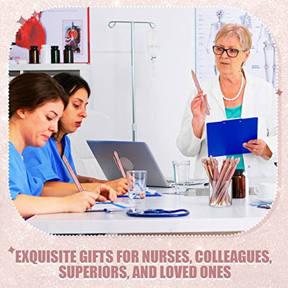 Zonon 12 Pcs Inspirational Pens, Motivational Ballpoint Pen Gifts for Women - color: Rose Gold, style: Nurse Style