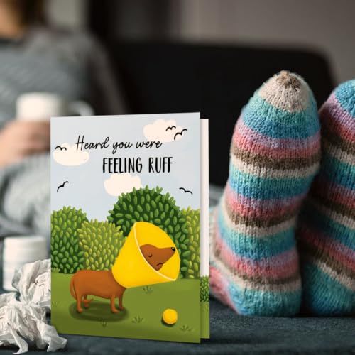 Tree-Free Greetings - Funny Dog Get Well Card - Feeling Ruff - color: Feeling Ruff