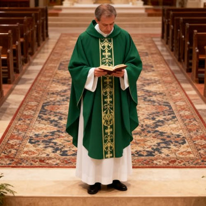 Clergy Vestments Chasuble Cross Robe Priest Cloak Church Mass - color: Green