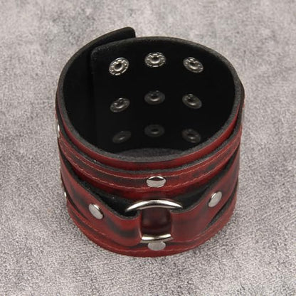 Jeilwiy Punk Rock Gothic Black Rivet Leather Spiked Necklace Collar Neckband Leather Choker Necklace for Women Mom Gifts Adjustable - color: Red Leather Cuff Bracelet
