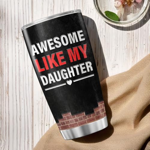 Funny Dad Gift 20oz Travel Mug, Awesome Like My Daughter Design, Black Stainless Steel Insulated Tumbler with Nutrition Facts, Birthday Father's Day Christmas from Daughter - color: Dad Life M6