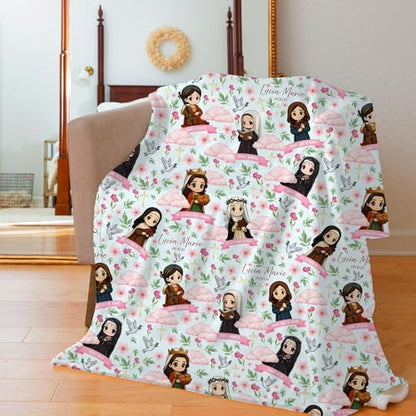 Christening Baby Blanket, Communion Of Saints, Female Saints Blanket, Baptism Gift, Christening Blanket, Throw Blanket For Children, Baby Swaddle Toddler, Holy Saints, First Communion Blanket - color: #Ver13