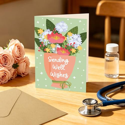 Ogeby 24 Pack Get Well Cards Set with Envelopes & Stickers, Cute Encouragement Cards for Friend Family Coworker, 6 Assorted Designs with Heartfelt Message Inside, 4x6 Inch