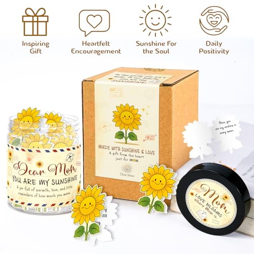 Mom Gifts - Birthday Gift for Mom from Daughter, Son - Mothers Day Gifts - Affirmation Cards, Inspirational, Positive, Motivational Gift for New Mom - Emotional Support, Encouragement Cards - color: Mom Sunflower