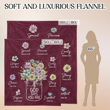 Christian Religious Gifts for Women, Burgundy Christian Blanket 80''x 60'' - color: Burgundy, size: 80"x60"