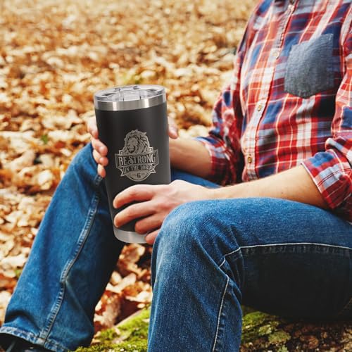 Christian Art Gifts Large Be Strong Travel Tumbler for Men & Women