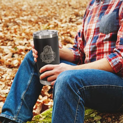 Christian Art Gifts Large Be Strong Travel Tumbler for Men & Women