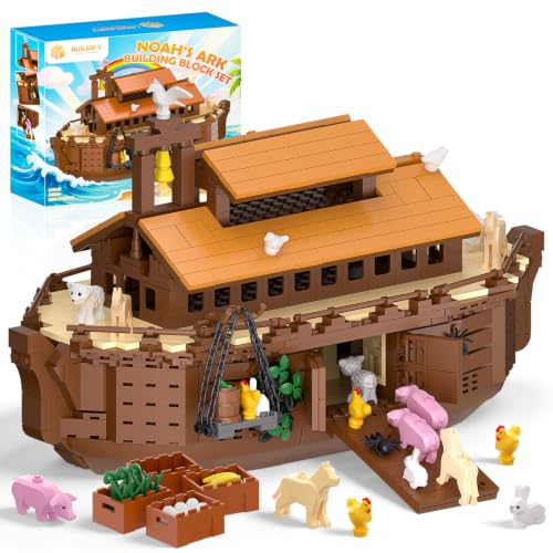 BUILDIFY Noah's Ark Boat Blocks Set, Bible Story Noah's Ark Model Kit