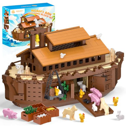 BUILDIFY Noah's Ark Boat Blocks Set, Bible Story Noah's Ark Model Kit