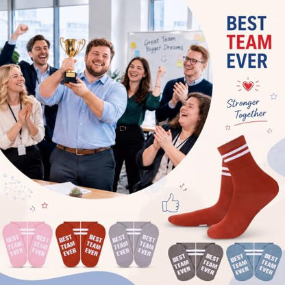 Glitopper 12 Pairs Best Team Ever Gift Socks Bulk - color: Macaron, style: Team