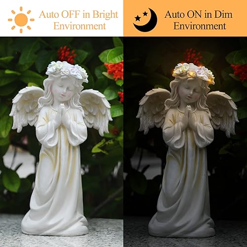 Angel Garden Statue, Memory Guardian Solar Decor with Warm Light - style: Praying Angel
