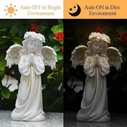 Angel Garden Statue, Memory Guardian Solar Decor with Warm Light - style: Praying Angel