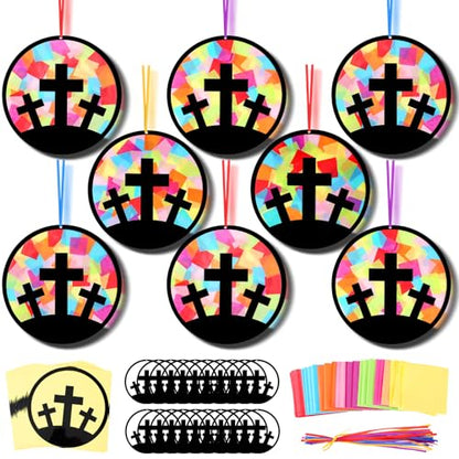 Eersida 32 Pcs Easter B Suncatcher Craft Kit Stained Glass DIY - style: Easter B