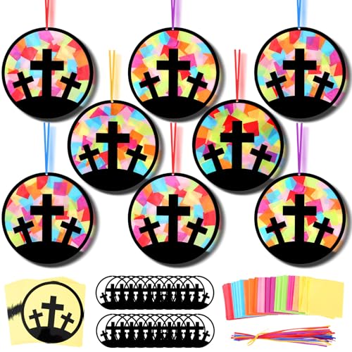 Eersida 32 Pcs Easter B Suncatcher Craft Kit Stained Glass DIY - style: Easter B